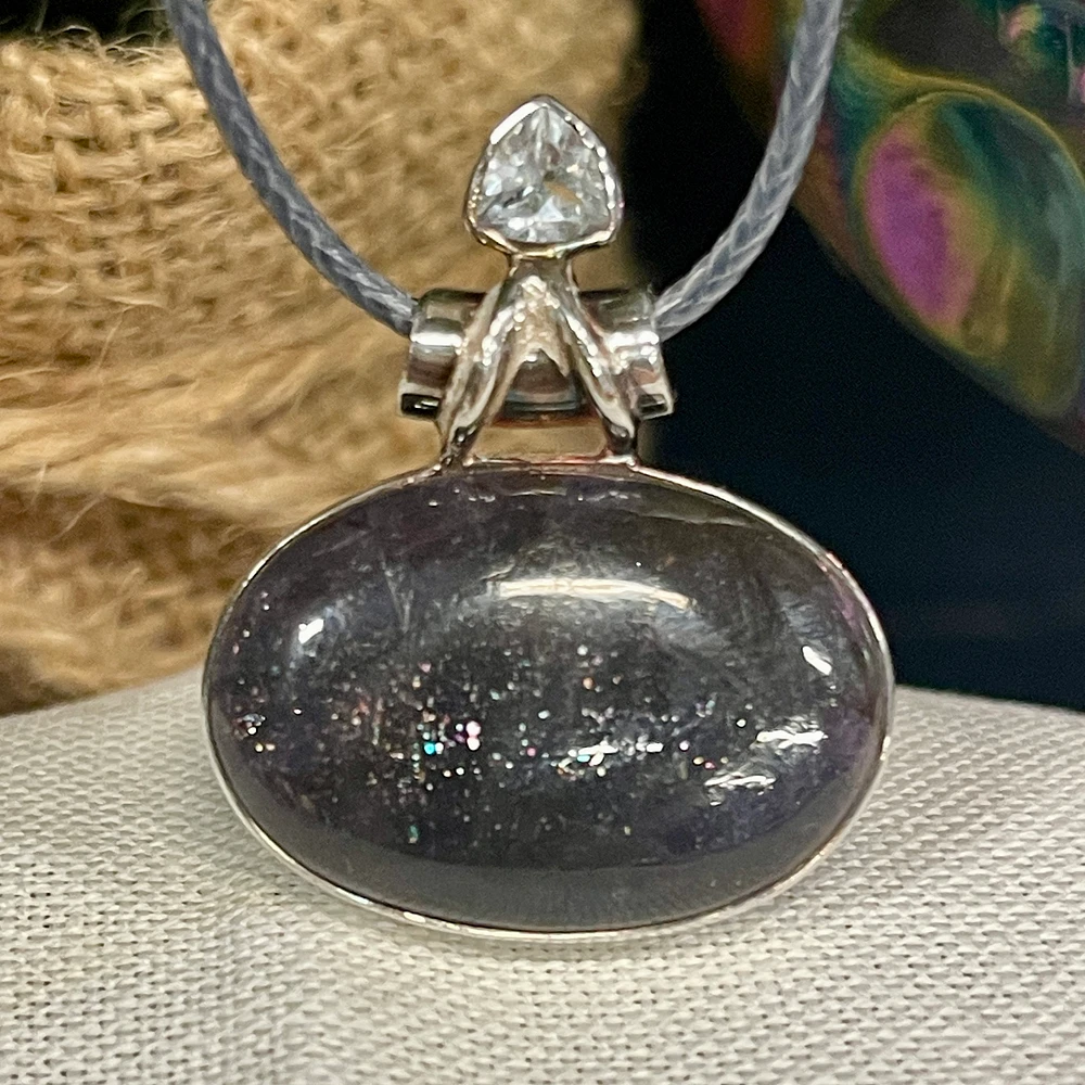 Sunstone in Iolite Pendant — Silver Vixen