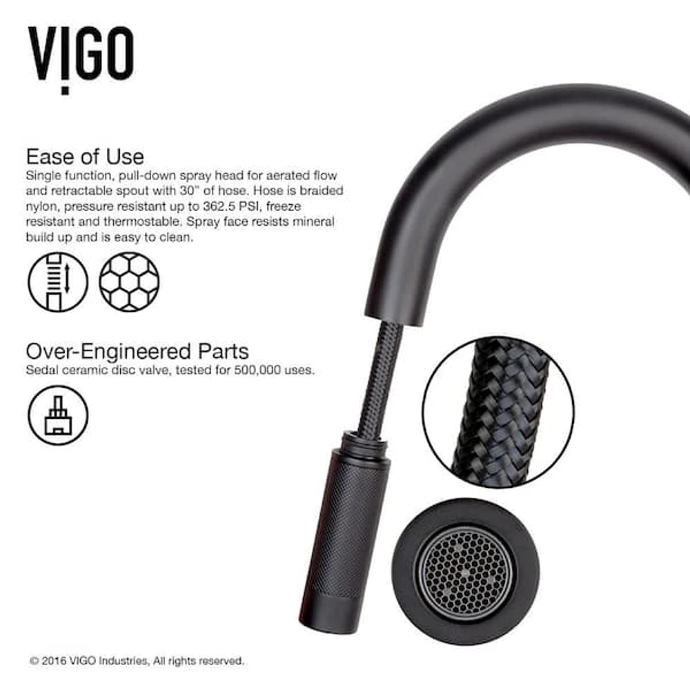 VIGO Gramercy Single Handle Pull-Down Spout Kitchen Faucet in 