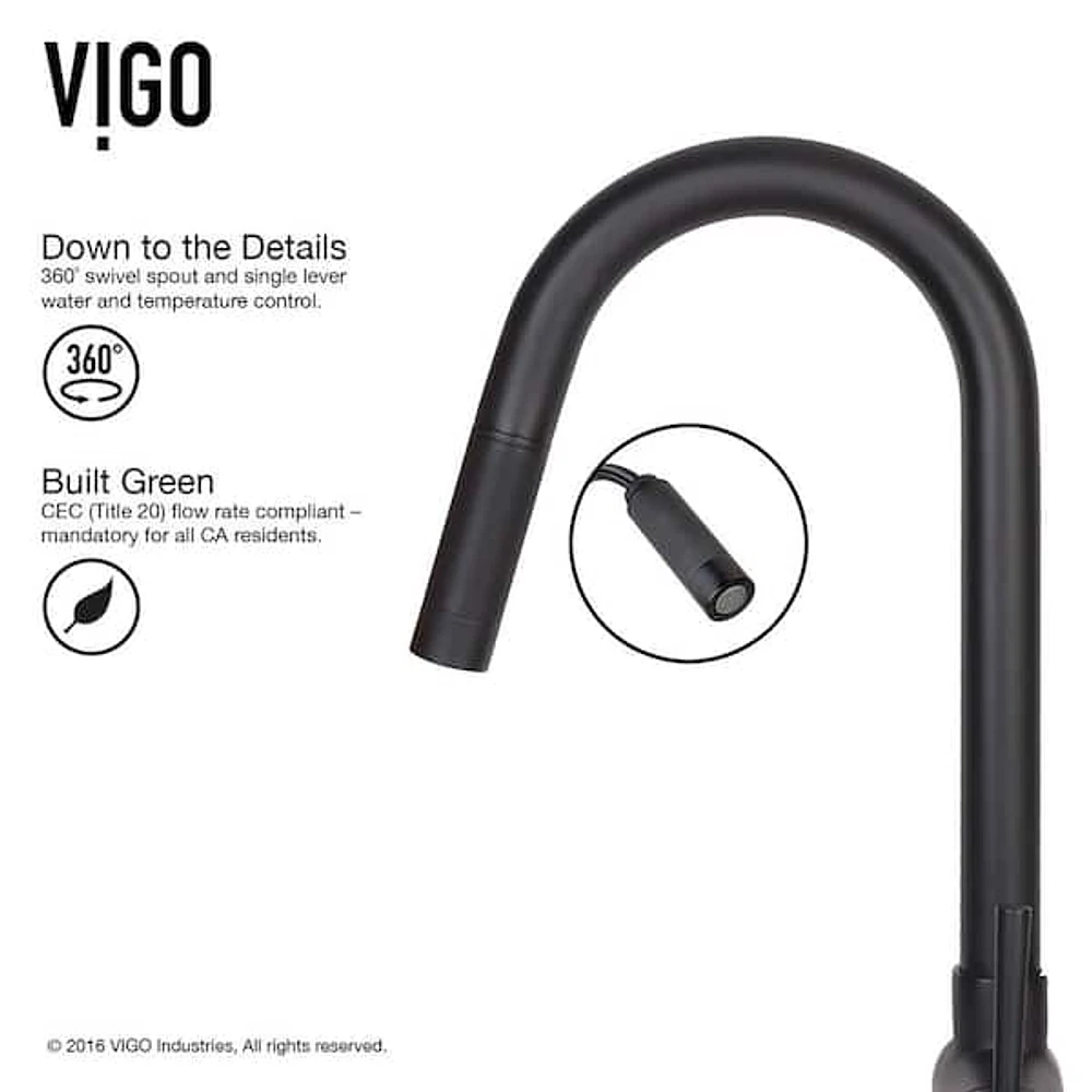 VIGO Gramercy Single Handle Pull-Down Spout Kitchen Faucet in 