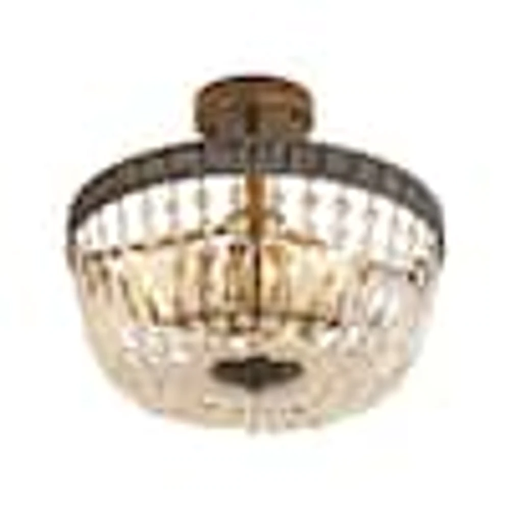 Parrot Uncle 14 in. 3-Light Brushed Black Semi Flush Mount Crystal  Chandelier Ceiling Light Fixture | The Market Place