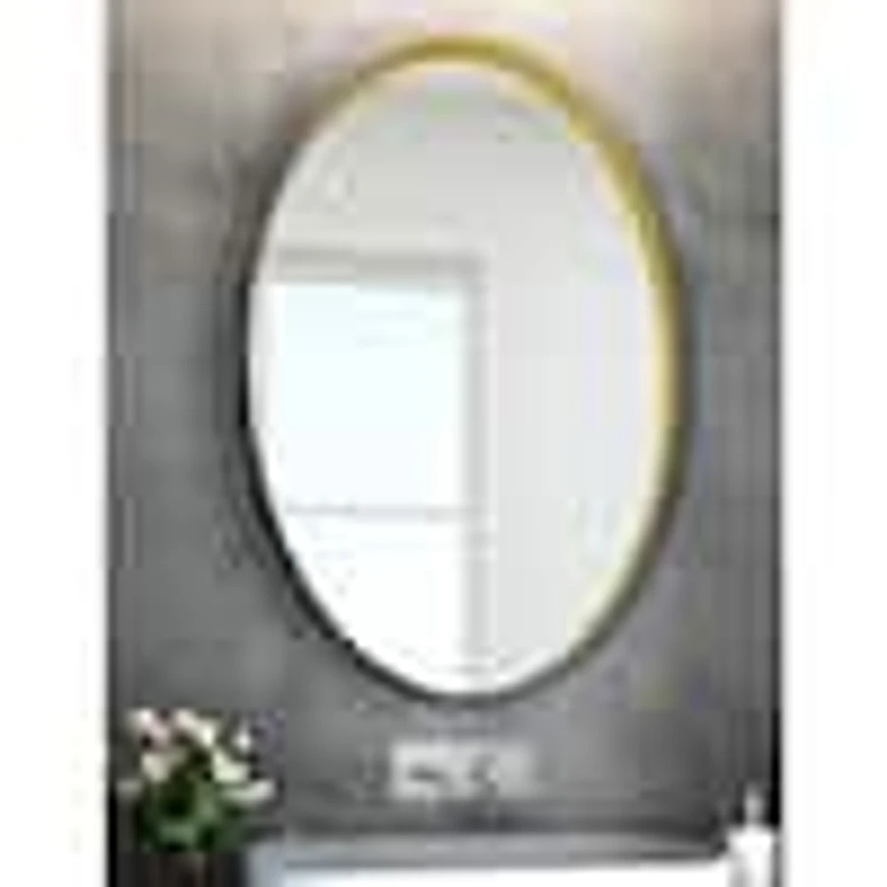 EPOWP 28 in. W x 18 in. H Large Oval Metal Framed Wall Bathroom Vanity  Mirror in Gold | The Market Place