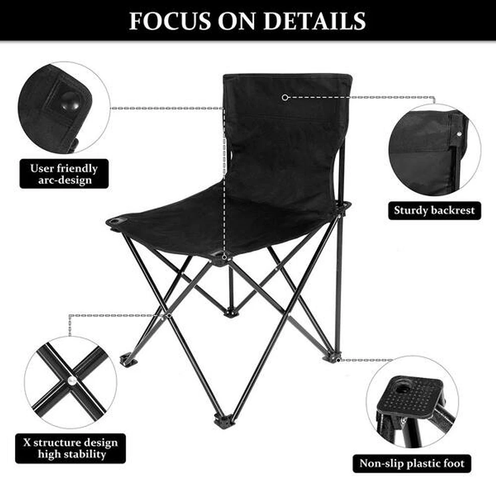 HOTEBIKE Black Large Portable Folding Camping Chair with Carry Bag | The  Market Place