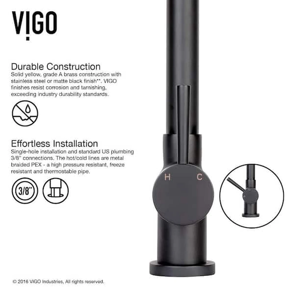VIGO Gramercy Single Handle Pull-Down Spout Kitchen Faucet in 
