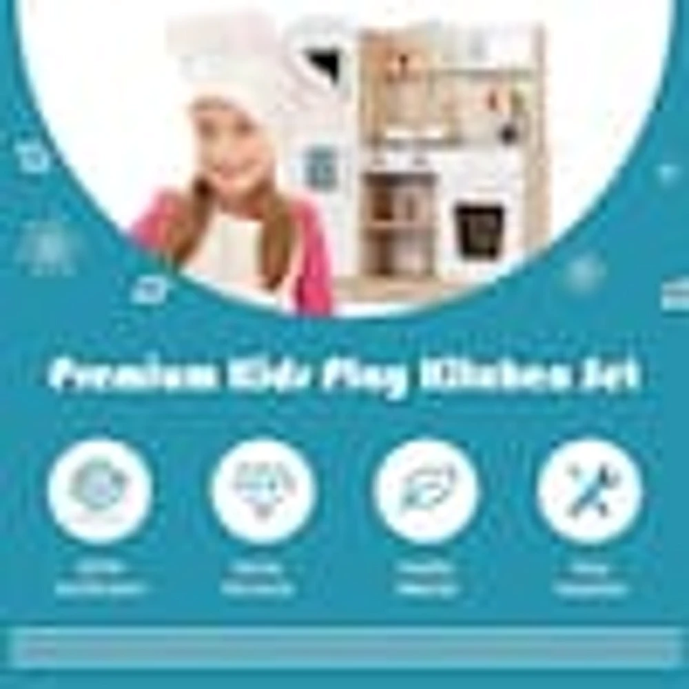 Costway Wooden Kids Pretend Kitchen Playset Cooking Play Toy with Utensils  and Sound | The Market Place