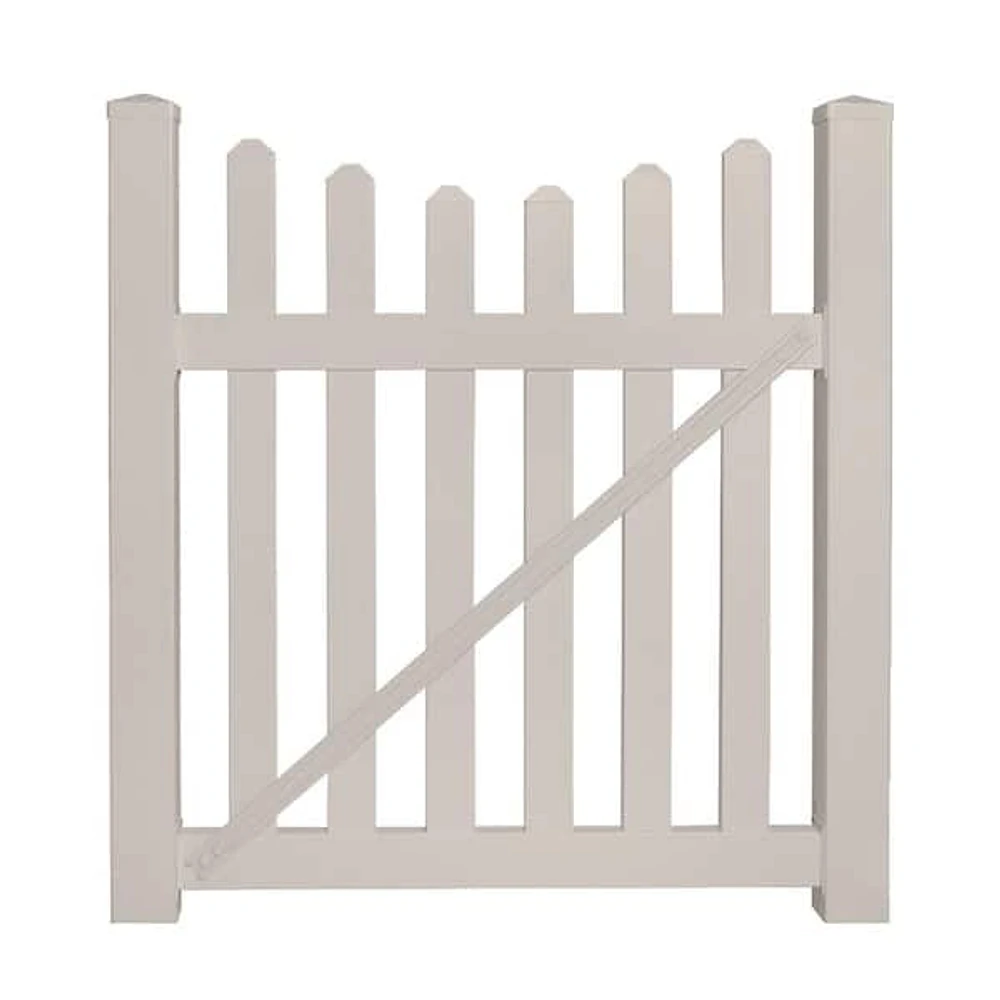 Weatherables Ellington 10 ft. x 4 ft. White Vinyl Picket Fence Double Gate Kit with Hardware