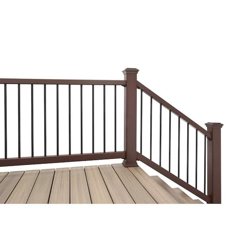 RDI Original Rail PVC 8 ft. x 36 in. 32-38° Stair Rail Kit White with Black Round Balusters