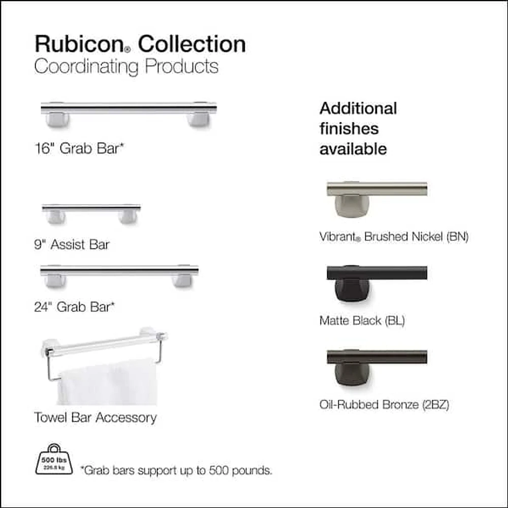 KOHLER Rubicon 9 in. Grab Bar in Polished Chrome