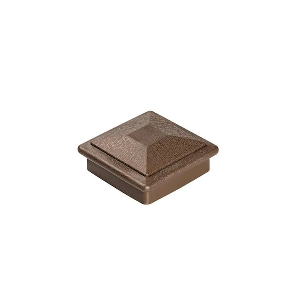 Angel Sar 3.5 in. x 3.5 in. Brown Wood Fence Post Caps, Keep Post from Cracking and Rotting (4-Pack)