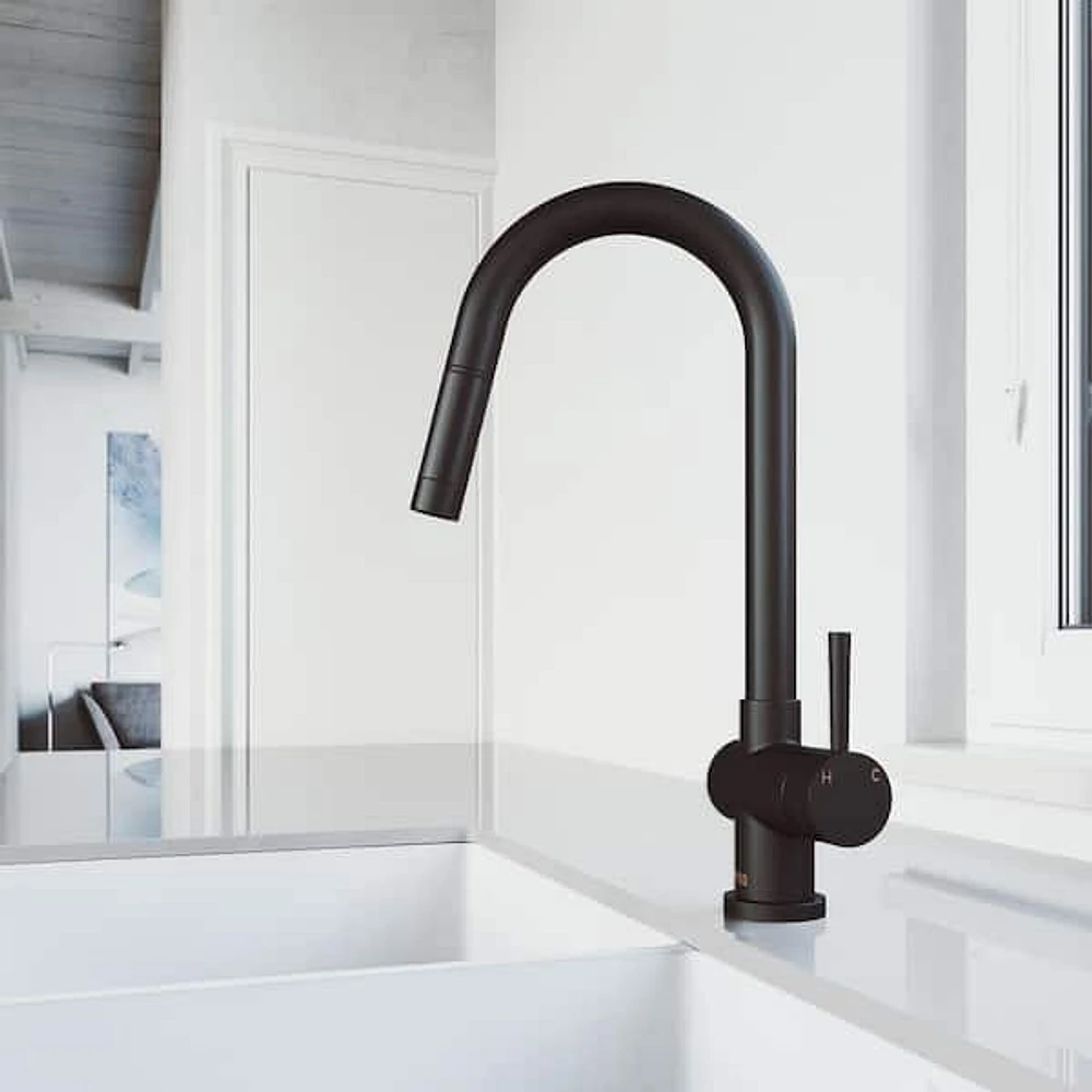 VIGO Gramercy Single Handle Pull-Down Spout Kitchen Faucet in 