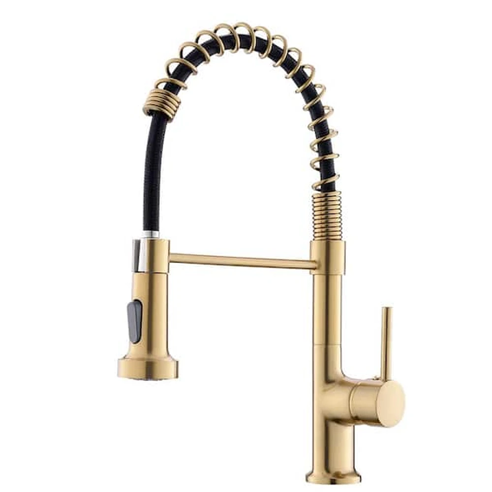 AIMADI Single Handle Pull Down Sprayer Kitchen Faucet with Advanced Spray  Single Hole Brass Kitchen Sink Taps in Brushed Gold | The Market Place