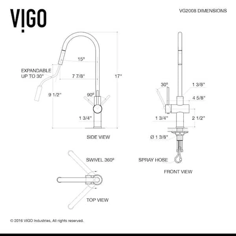 VIGO Gramercy Single Handle Pull-Down Spout Kitchen Faucet in 