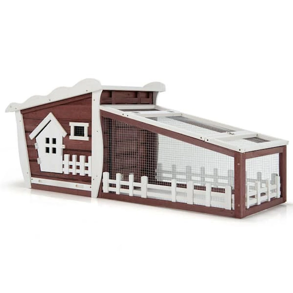 ANGELES HOME 62 in. Red Wooden Rabbit Hutch with Pull Out Tray | The Market  Place