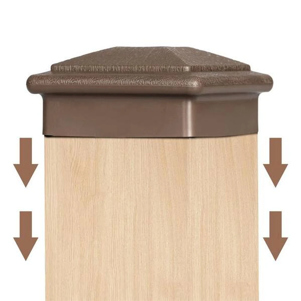 Angel Sar 3.5 in. x 3.5 in. Brown Wood Fence Post Caps, Keep Post from Cracking and Rotting (4-Pack)