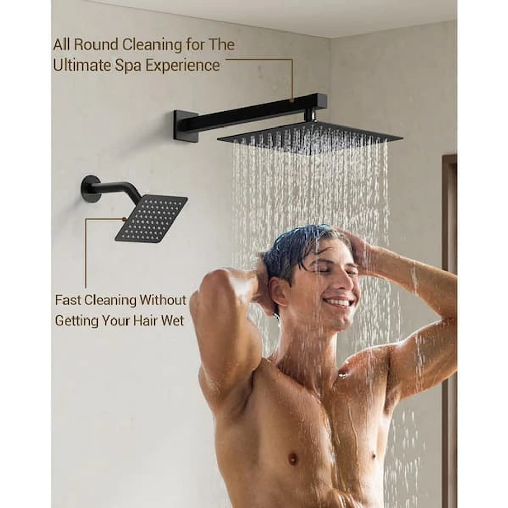 CRANACH 3-Spray 10&6 in. Wall Mount Dual Shower Heads and Handheld Shower  Head 2.5 GPM in Matte Black (Valve Included) | The Market Place