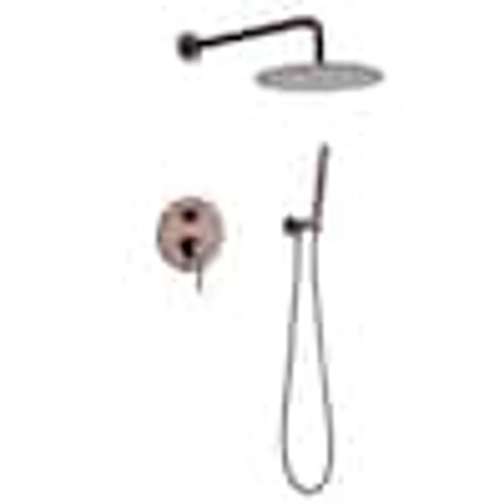 GIVING TREE 1-Spray Patterns with 1.5 GPM 10 in. Bathroom Wall Mount Round  Dual Shower Heads in Brown Copper | The Market Place