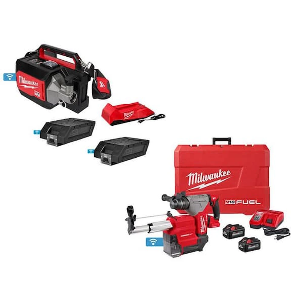 Milwaukee MX FUEL Lithium-Ion Cordless Briefcase Concrete Vibrator Kit W/M18 FUEL 1 in. SDS-Plus Rotary Hammer/Dust Extractor Kit