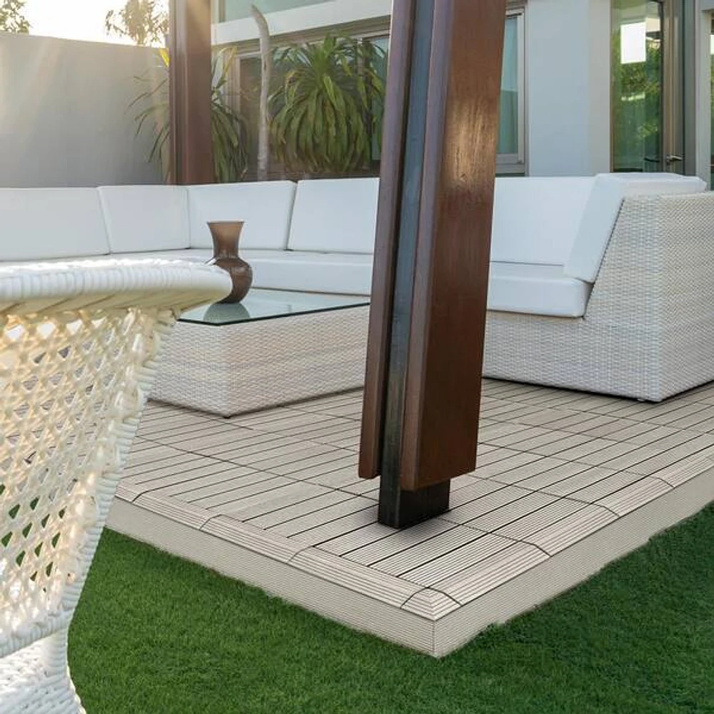 CREATIVE SURFACES 3 in. x 12 in. Composite Deck Tile Edge Trim in Sable (4-Pieces Per Box)
