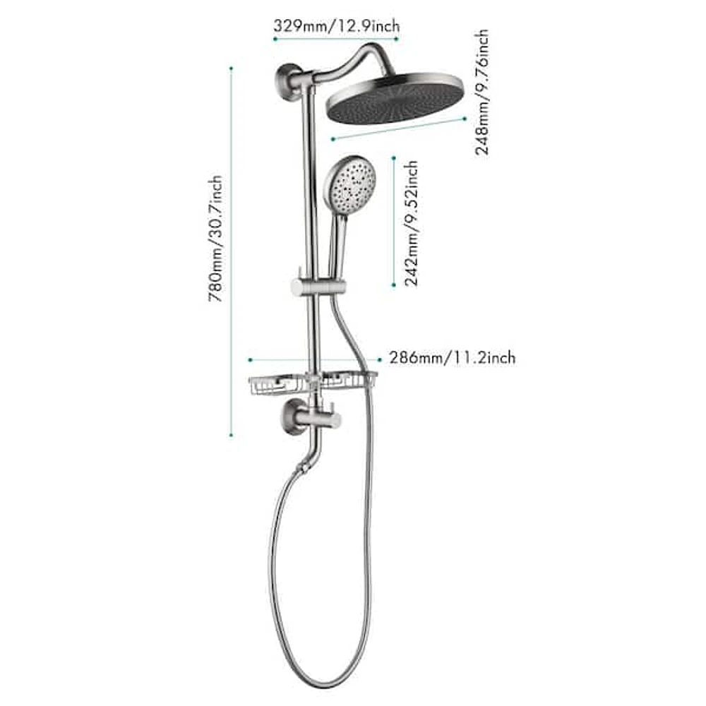 Aosspy Single-Handle 4-Spray Shower Faucet 2.0 GPM with 10 in. H Pressure  Shower Faucet in Brushed Nickel (Valve Included) | The Market Place