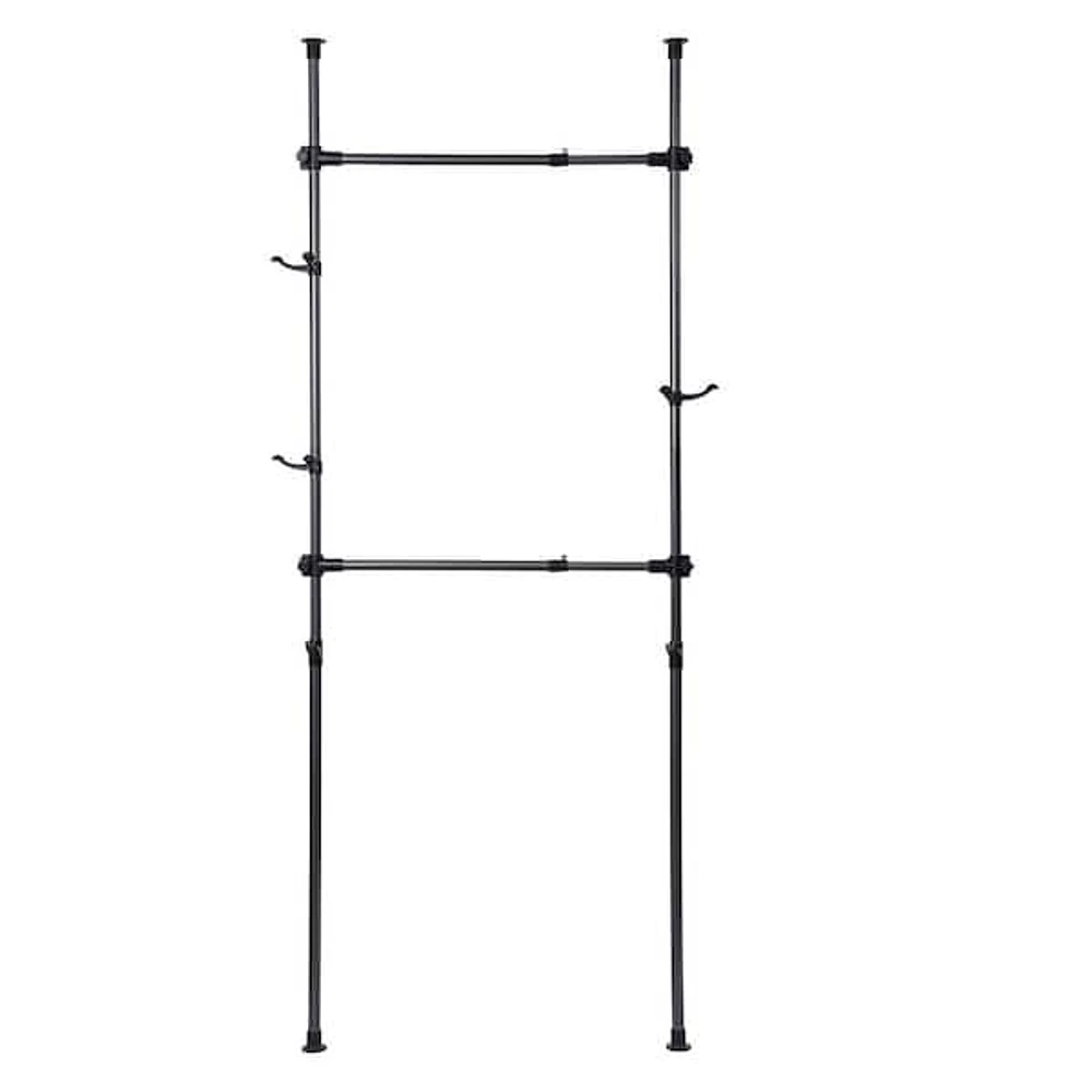 Unbranded Black Steel 2 Tier Adjustable Clothes Rack | The Market Place