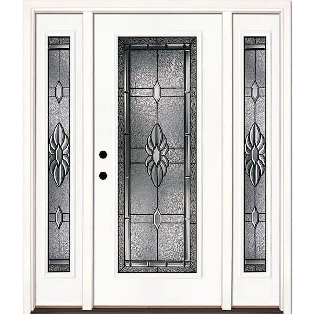 63.5 in. x 81.625 in. Rochester Patina Craftsman Unfinished Smooth Right-Hand Fiberglass Prehung Front Door w/Sidelites