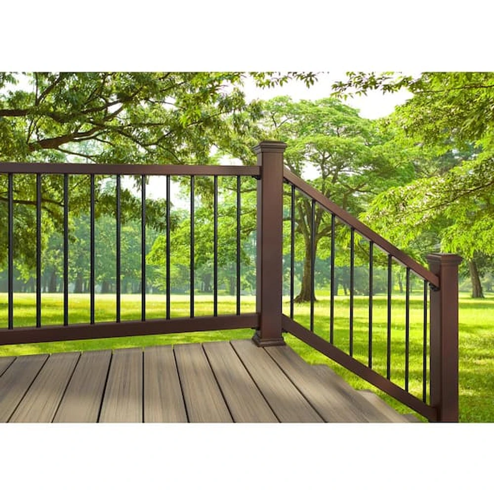 RDI Original Rail PVC 8 ft. x 36 in. 32-38° Stair Rail Kit White with Black Round Balusters