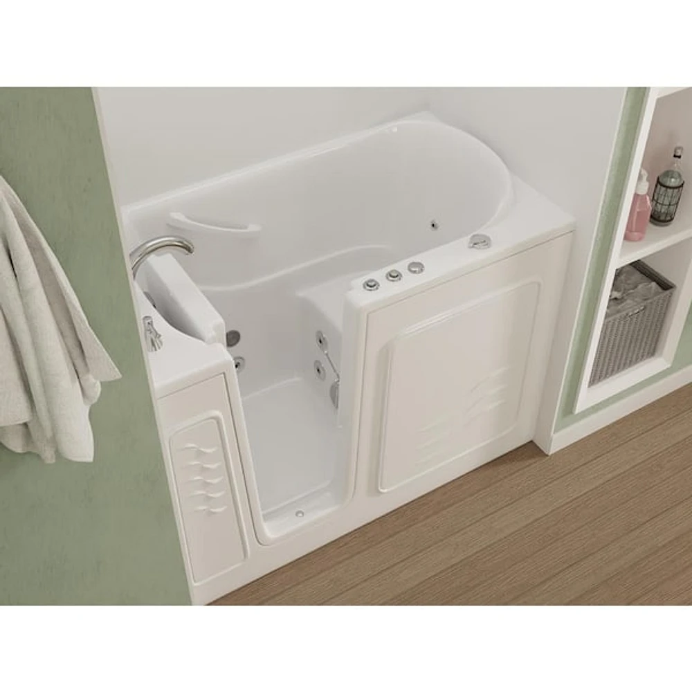 HD Series 53 in. Left Drain Quick Fill Walk-In Whirlpool and Air Bath Tub with Powered Fast Drain in White