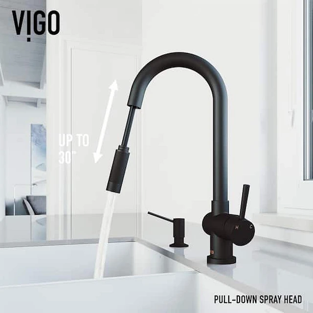 VIGO Gramercy Single Handle Pull-Down Spout Kitchen Faucet in 