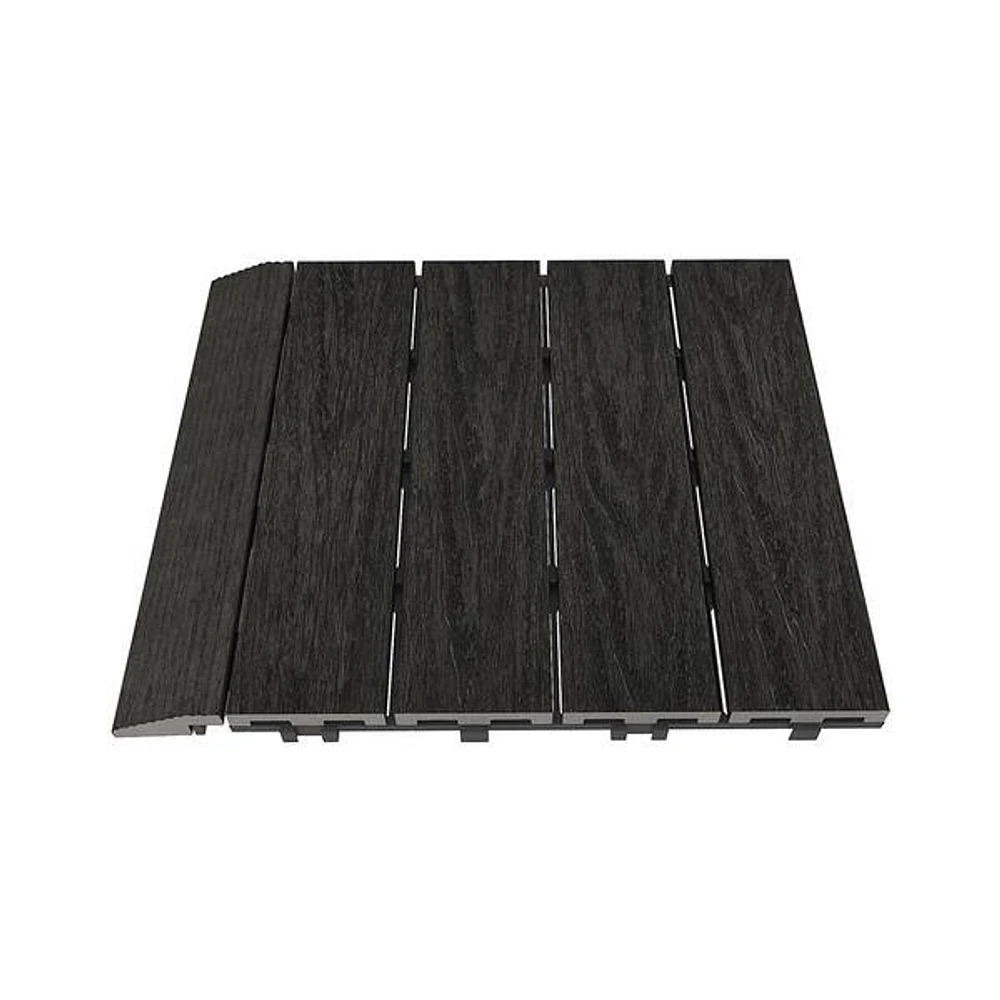 NewTechWood 1/6 ft. X 1 ft. Quick Deck Composite Deck Tiles Straight Fascia In Indian Ebony (4-Pieces/Box)