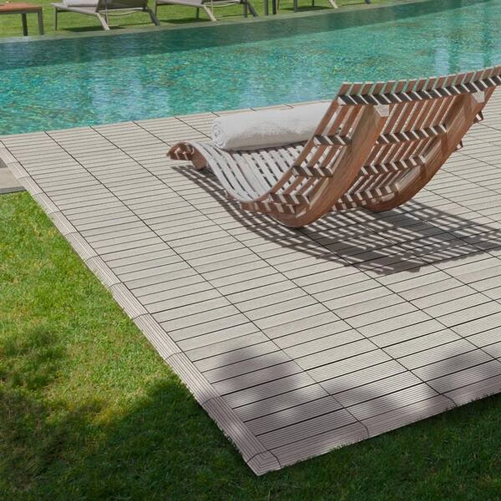 CREATIVE SURFACES 3 in. x 12 in. Composite Deck Tile Edge Trim in Sable (4-Pieces Per Box)