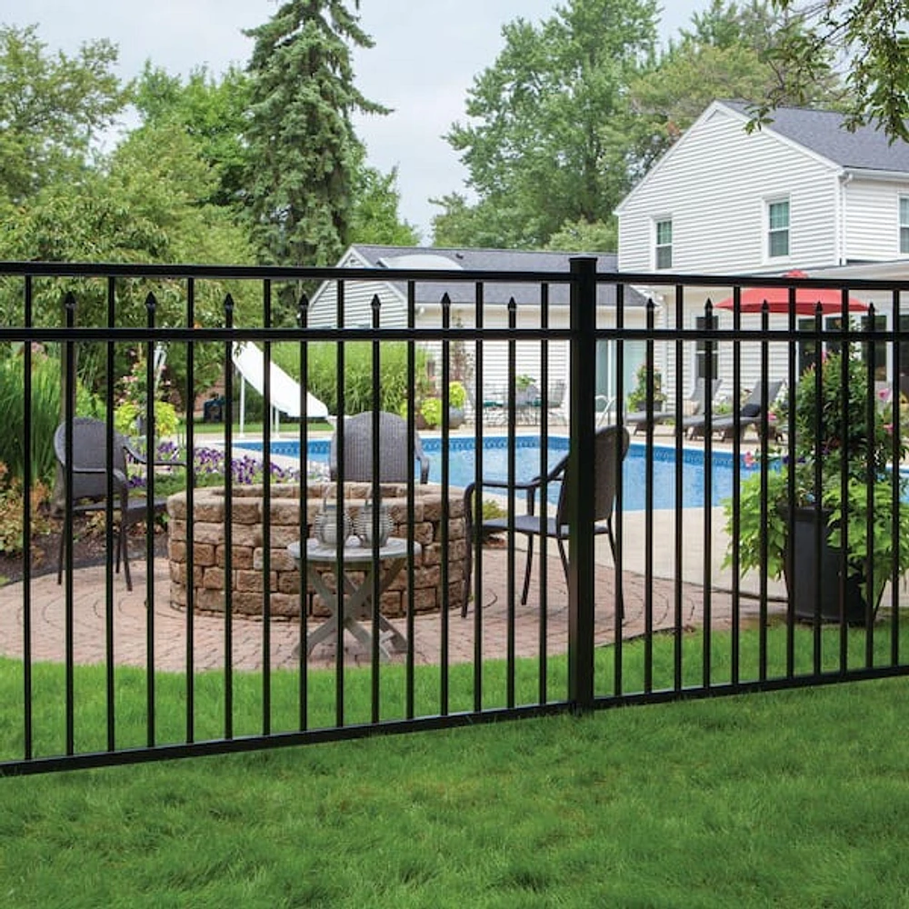 Barrette Outdoor Living Cascade Standard-Duty 4 ft. W x 5 ft. H Black Aluminum Straight Pre-Assembled Fence Gate