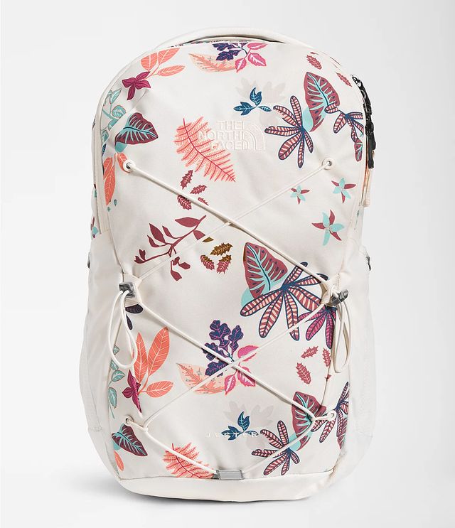 north face white flower backpack