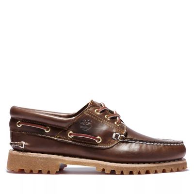 Timberland Chaussure Bateau Cousue Main À 3 Œillets Et Semelle Crantée Pour Homme En Marron Marron