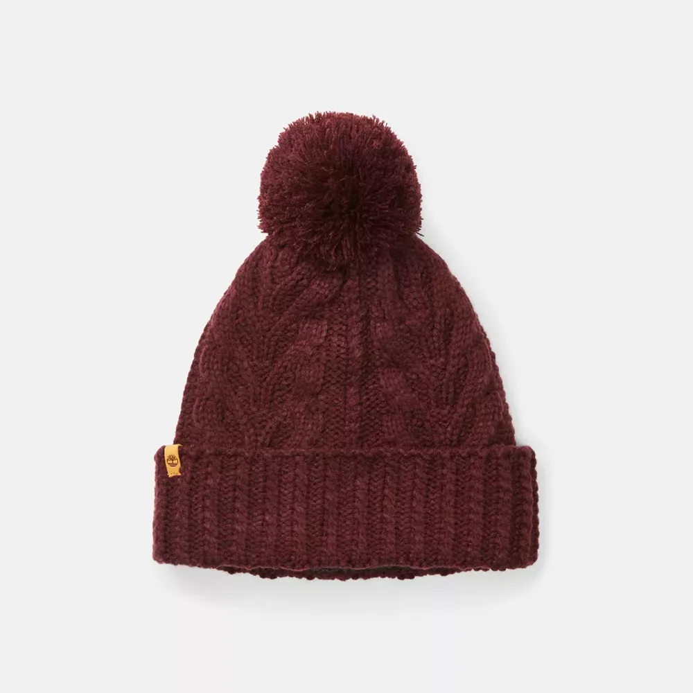 Timberland Bonnet En Maille Torsadée Autumn Woods Pour Femme En Bordeaux Bordeaux, Taille TAILLE UNIQUE