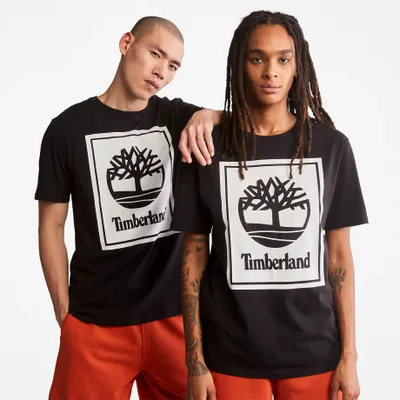 Timberland T-shirt À Logo Stack Unisexe En Noir Noir/blanc Unisex