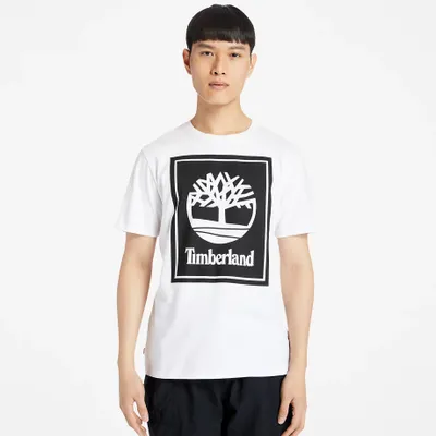 Timberland T-shirt À Logo Stack Unisexe En Blanc Blanc Unisex