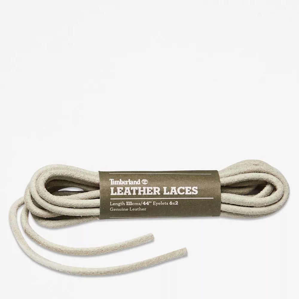 Timberland Lacets De Rechange Ronds En Cuir Brut 112 cm 44 pouces En Beige Gris Clair, Taille TAILLE UNIQUE