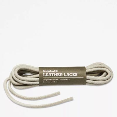 Timberland Lacets De Rechange Ronds En Cuir Brut 112 cm 44 pouces En Beige Gris Clair, Taille TAILLE UNIQUE