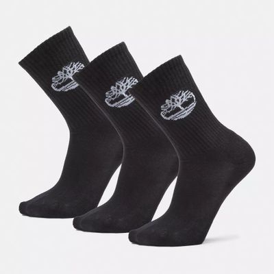Timberland Lot De 3 Paires De Chaussettes De Sport Crew Core Pour Homme En Noir Noir