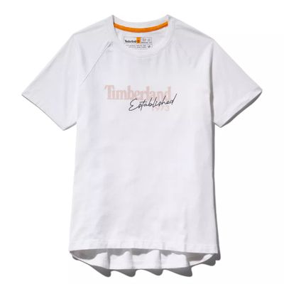 Timberland T-shirt À Manches Raglan Et Logo Pour Femme En Blanc Blanc, Taille L