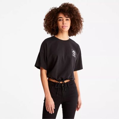 Timberland T-shirt Court Avec Cordon De Serrage À L'ourlet Pour Femme En Noir Noir