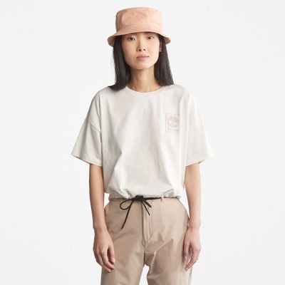 Timberland T-shirt Court Avec Cordon De Serrage À L'ourlet Pour Femme En Blanc Blanc