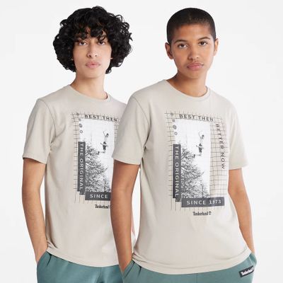 Timberland T-shirt Épais Unisexe Avec Motif Sur Le Devant En Gris Gris Clair, Taille XS