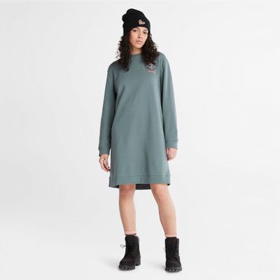 Timberland Robe À Col Rond Et Logo À Carreaux Pour Femme En Vert Vert