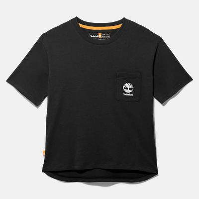 Timberland T-shirt À Poche Avec Logo Pour Femme En Noir Noir, Taille XL