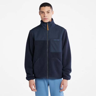 Timberland Polaire À Poils Longs Zippée Sur Le Devant Pour Homme En Bleu Marine Bleu Fonc