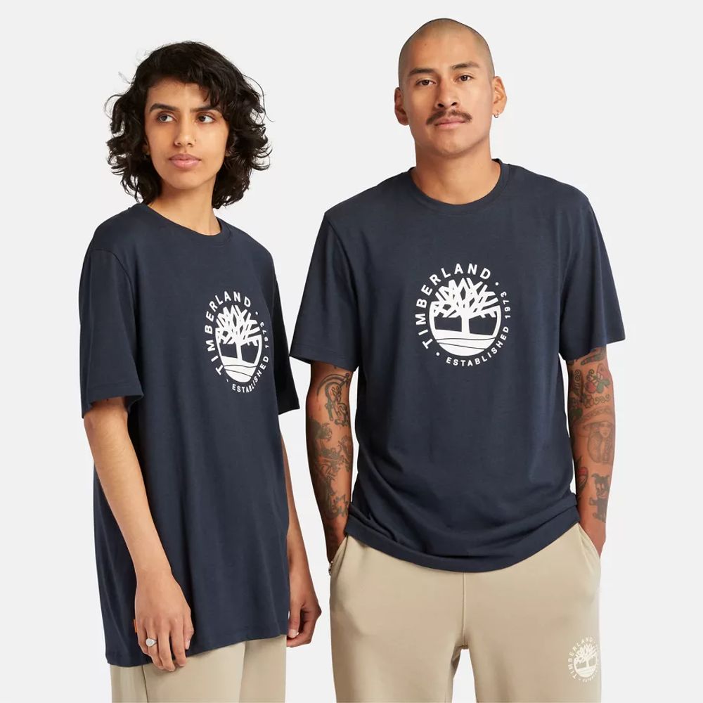 Timberland T-shirt Refibra À Logo Graphique Unisexe En Bleu Marine Bleu Marine