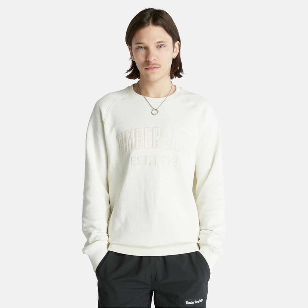 Timberland Sweat-shirt Moderne À Logo Délavé Pour Homme En Blanc Blanc