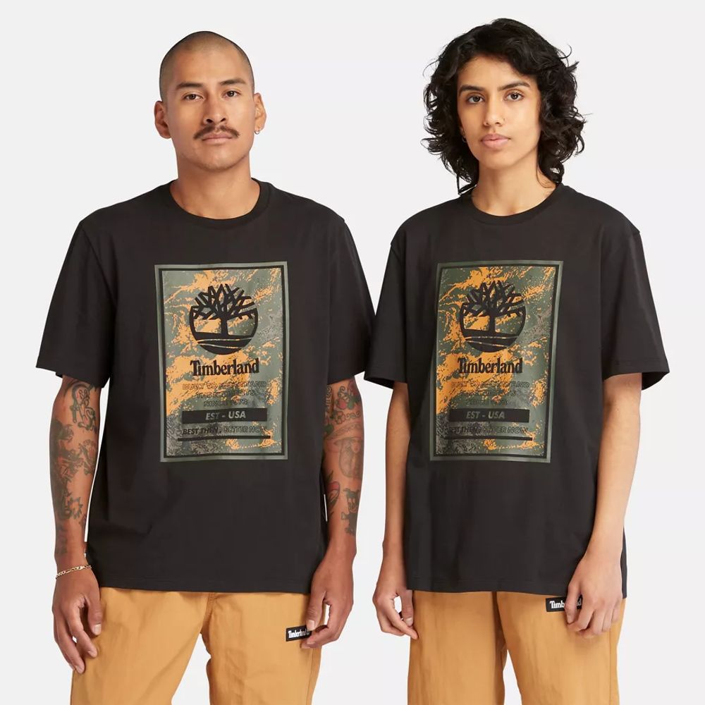 Timberland T-shirt À Logo Imprimé Unisexe En Noir Noir
