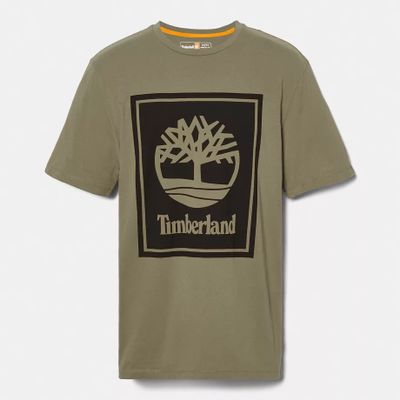Timberland T-shirt Unisexe À Logo En Vert Vert/noir