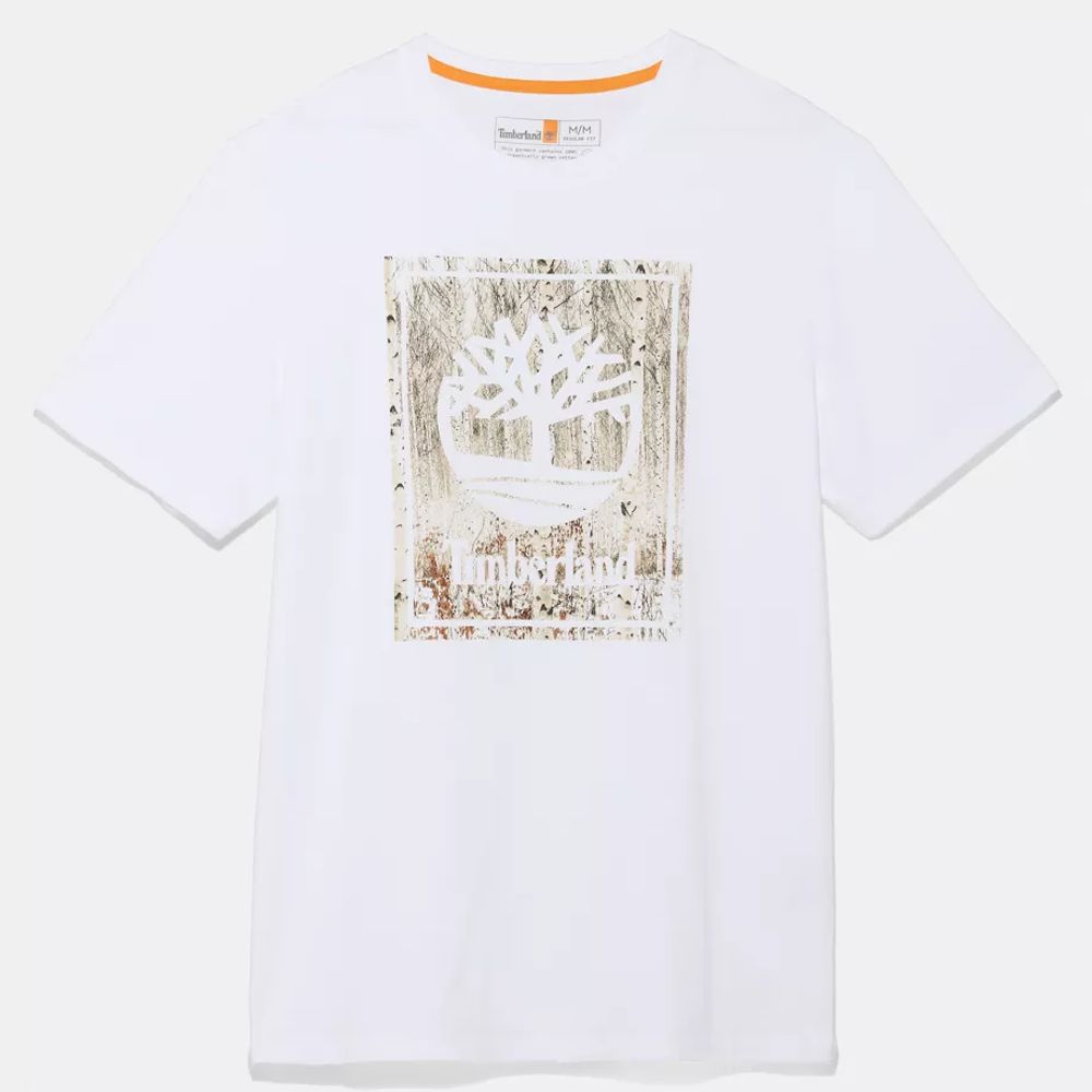 Timberland T-shirt Graphique Hiver Pour Homme En Blanc Blanc